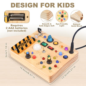 Dreamon Busy Board features a silent switch for calm, distraction-free activities