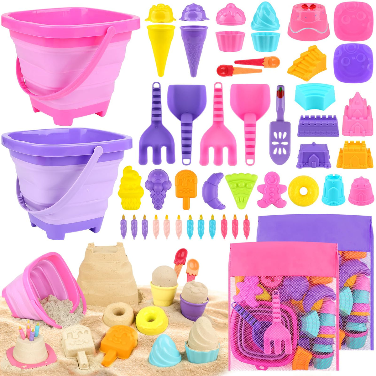 Dreamon collapsible beach bucket pair for easy transport and storage.