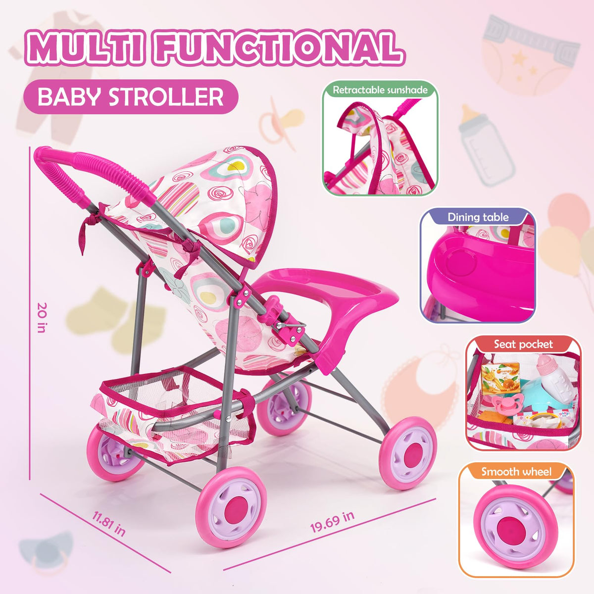 Dreamon dining set and feeding bottle for realistic mealtime pretend play.