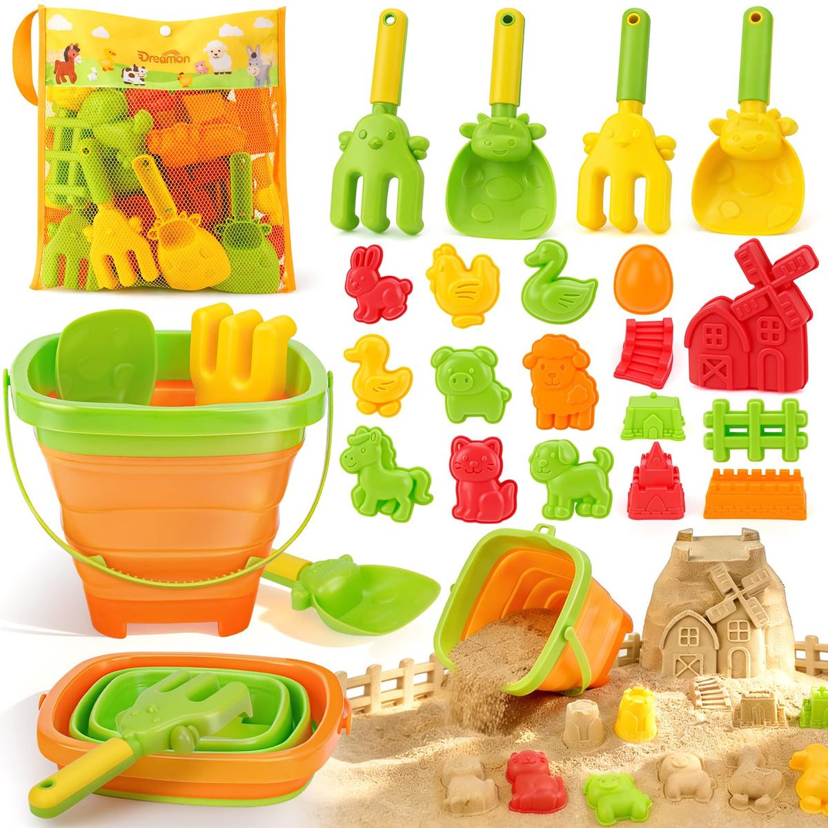 Dreamon Farm Sand Toy Animal Molds for shaping playful wildlife in sand.
