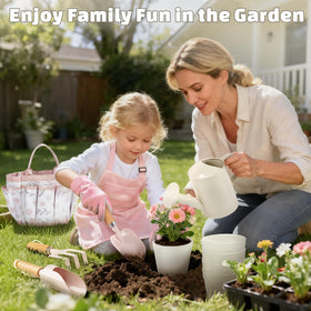 Dreamon kids garden apron protects clothes during planting activities.