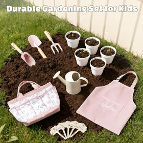 Dreamon kids garden shovel supports digging and transplanting in small gardens.