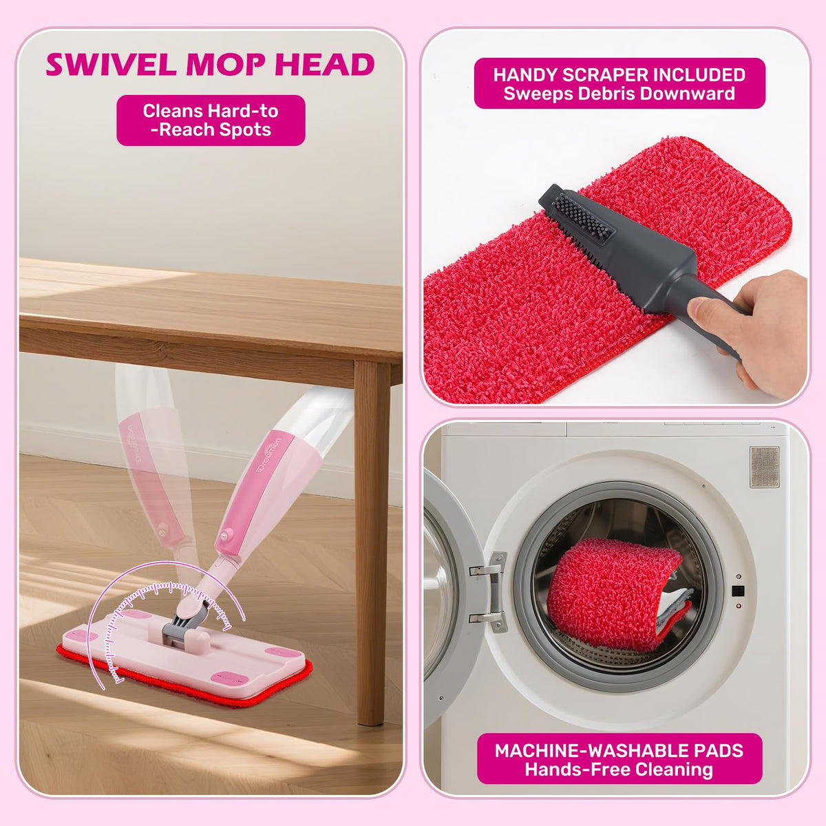 Machine-washable pads allow quick cleanup after busy playtime.
