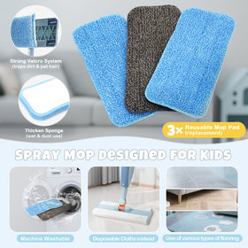 Dreamon Kids Spray Mop rotating pads reach corners and edges in pretend cleaning