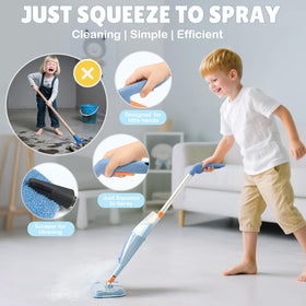 Dreamon Kids Spray Mop with three washable pads for reusable play cleaning