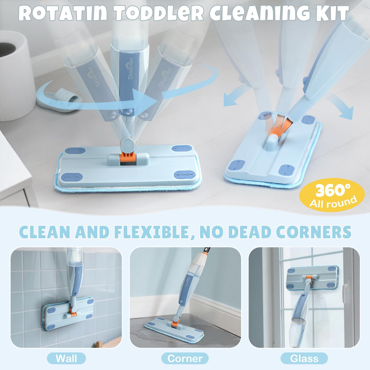 Dreamon Kids Spray Mop lightweight toddler-friendly design for easy grip