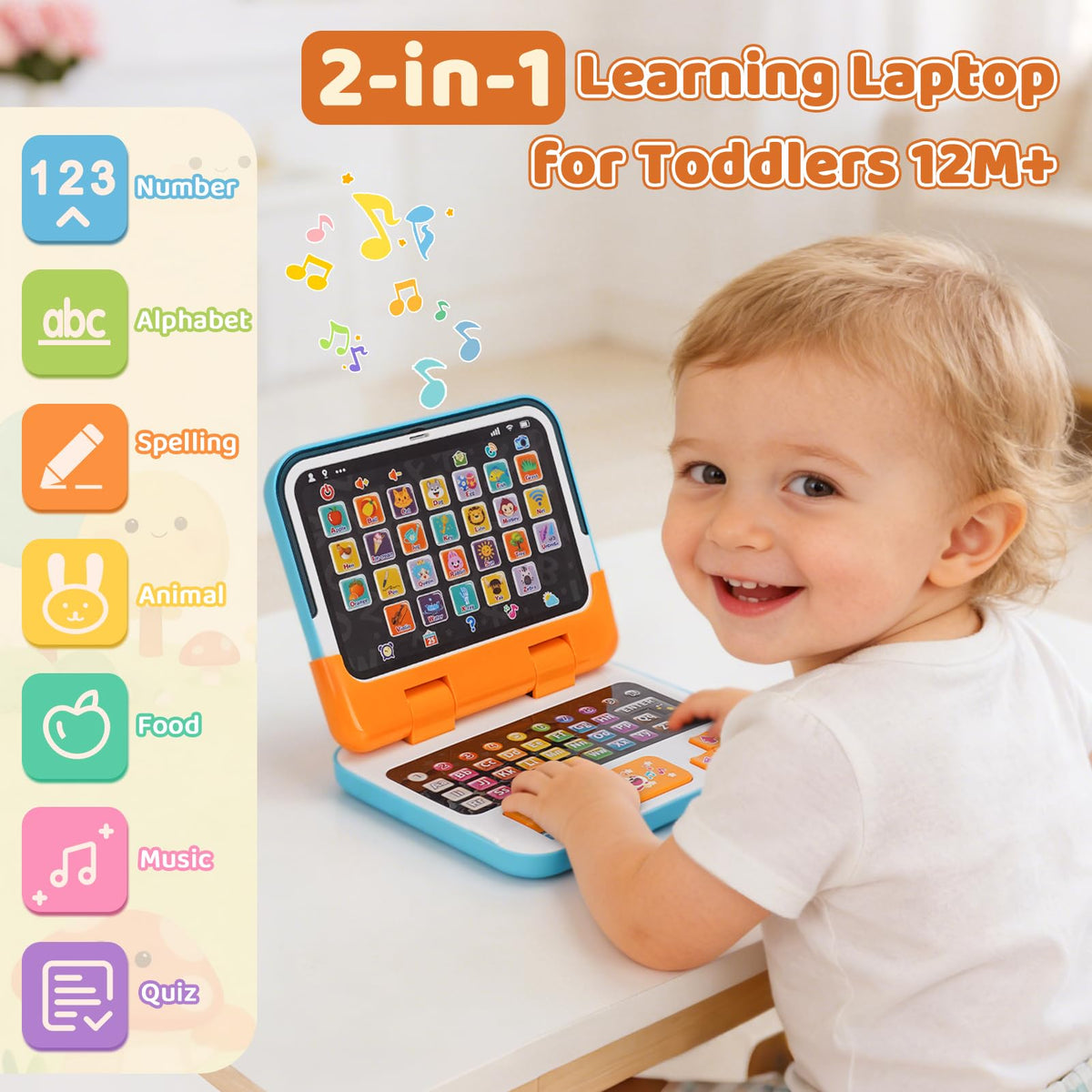 Dreamon Learning Laptop keyboard view facilitates early letter and word play for toddlers.