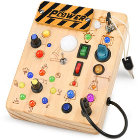 Dreamon LED Busy Board with 10 switches boosts fine motor skills through hands-on exploration