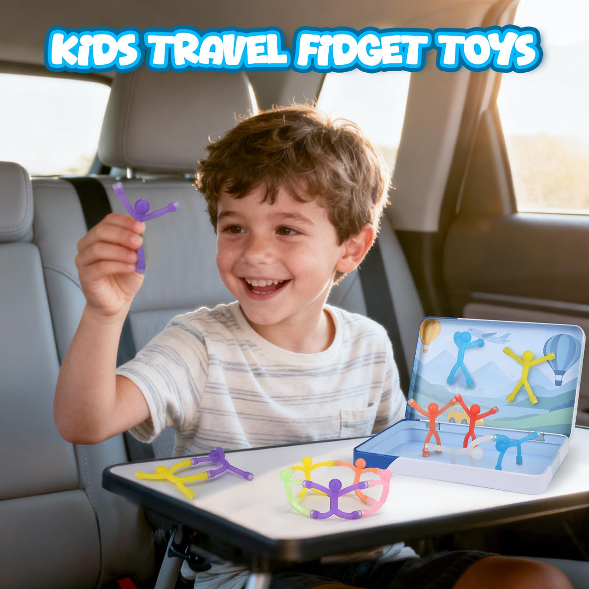 Dreamon magnetic travel toys with metal tin storage base keeps pieces organized.