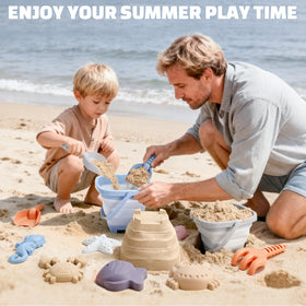 Dreamon mesh bag stores toys and helps shake off sand after seaside fun.