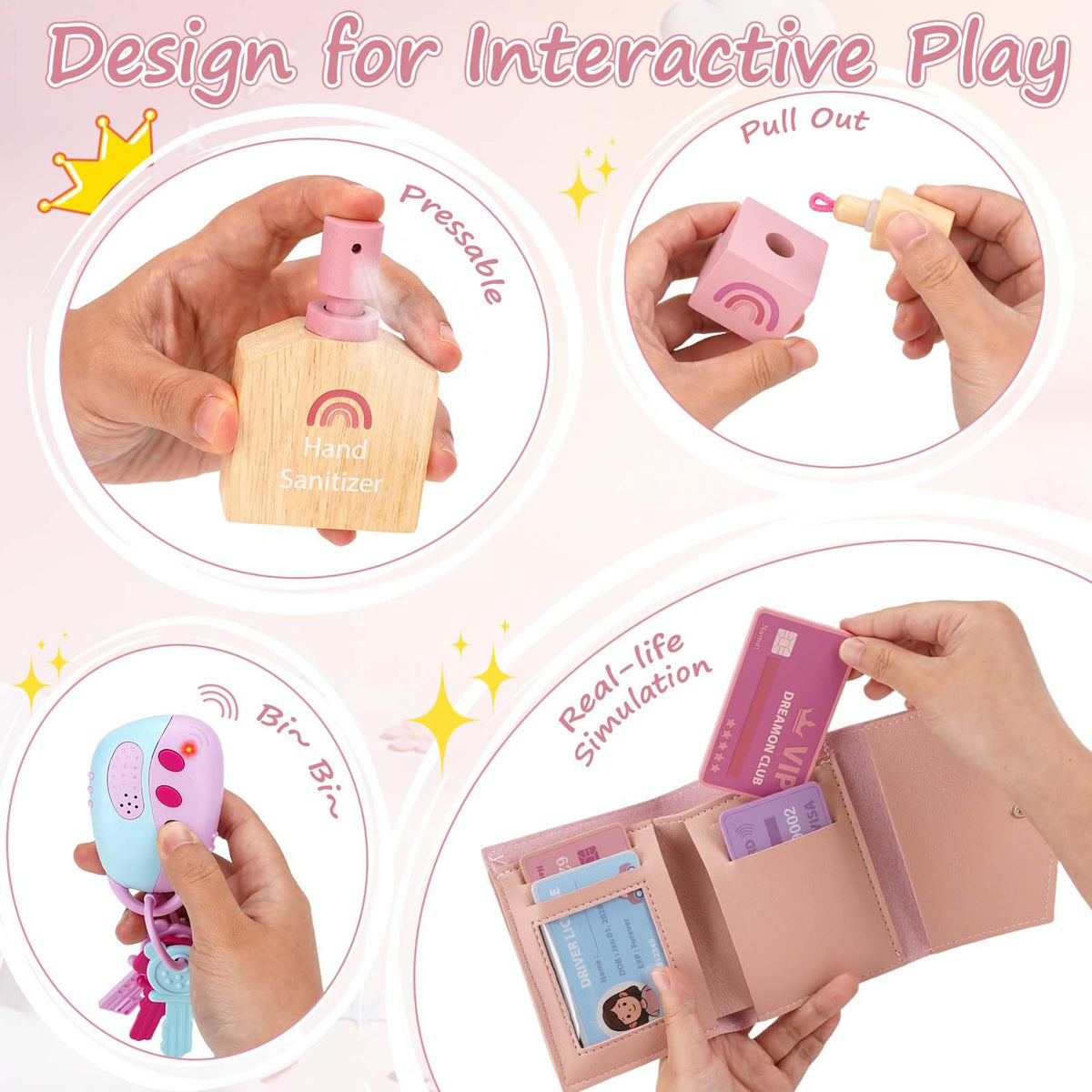 Dreamon Play Purse pretend wallet and cards for role-play independence