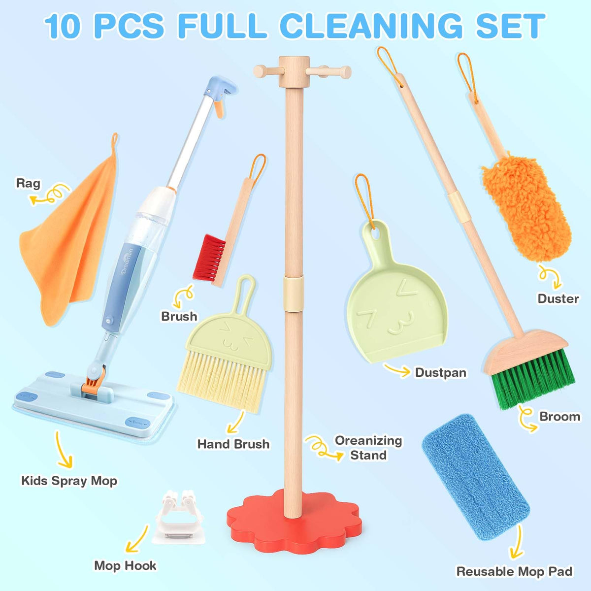 Dreamon toddler cleaning set broom and dustpan for hands-on role-play cleanup