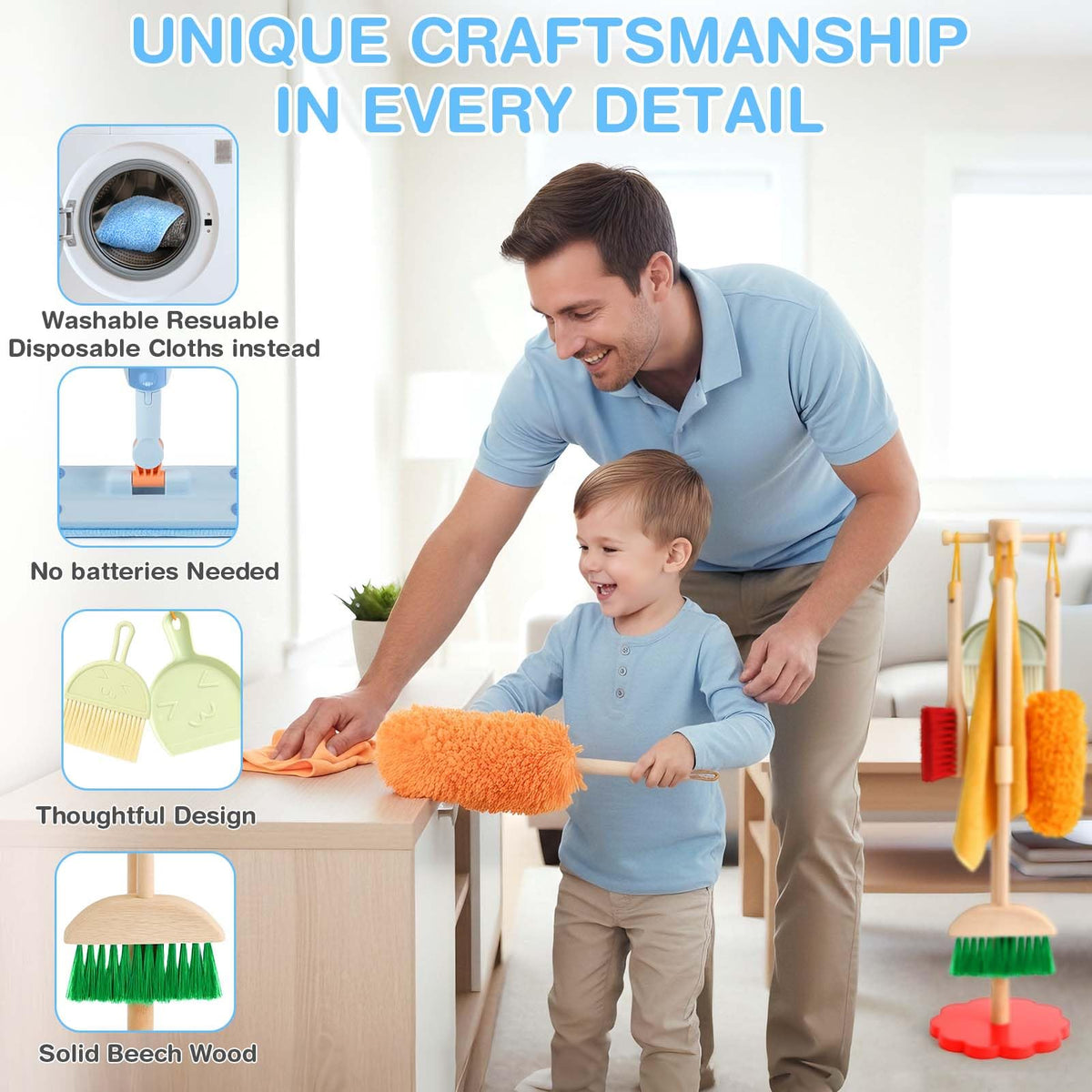 Dreamon duster helps kids practice gentle cleaning on surfaces