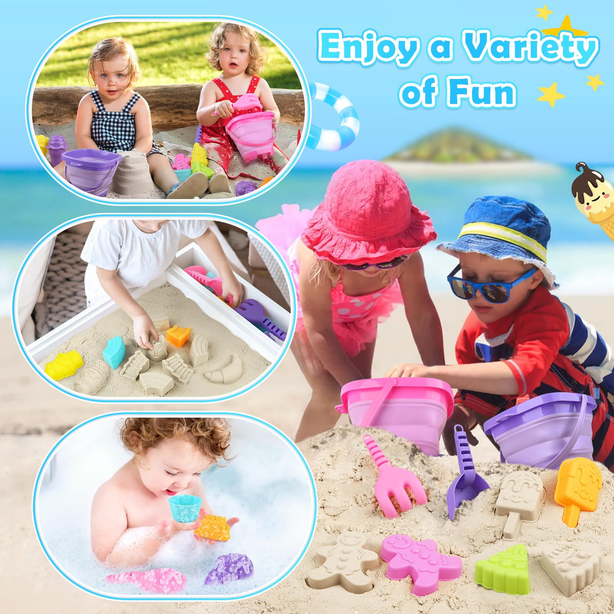 Dreamon travel-ready beach toys kit for on-the-go fun.