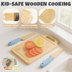 Dreamon wooden kitchen utensils kit designed for small hands and steady grip.