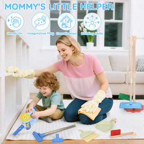 Dreamon wooden toddler cleaning set duster enabling pretend dusting and focus