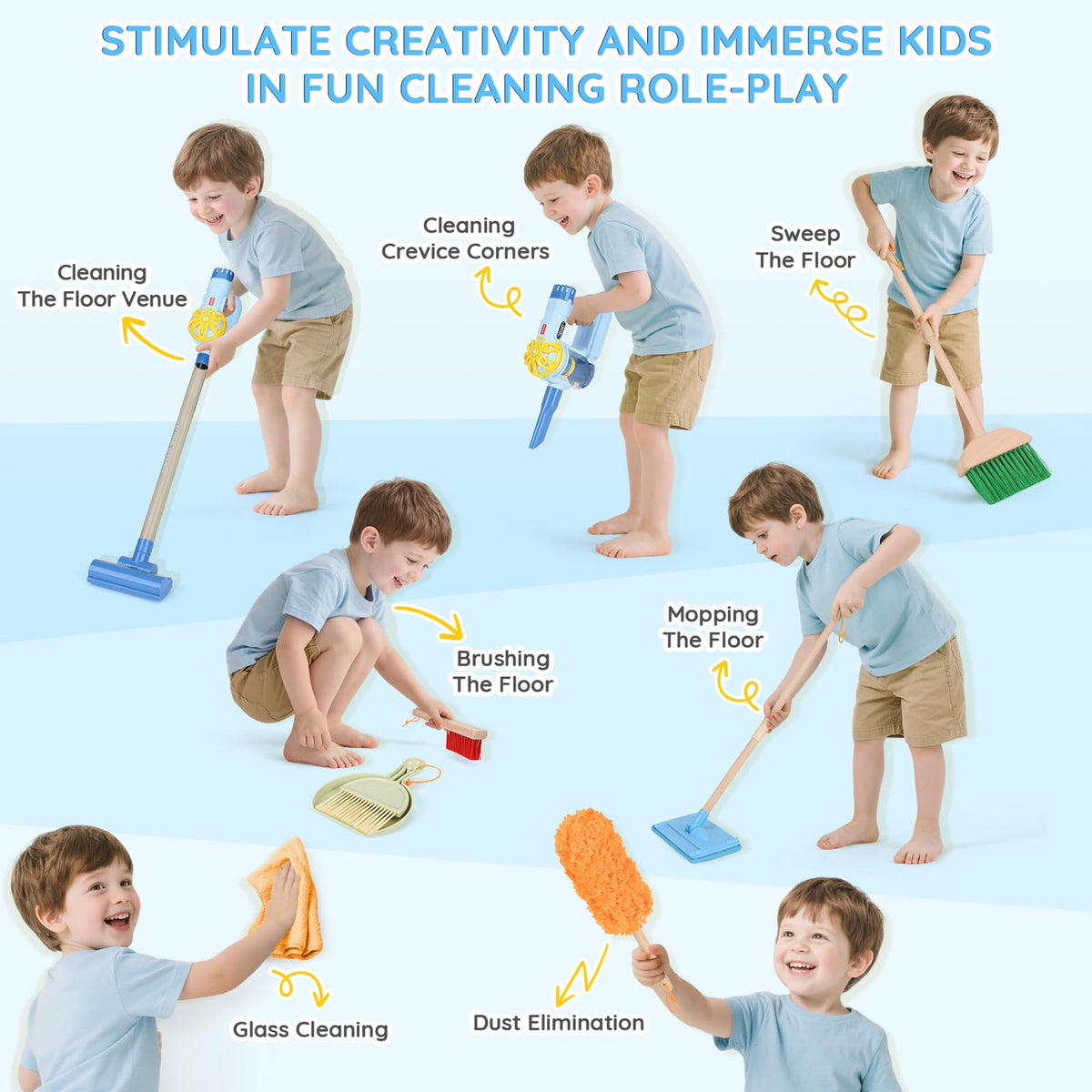 Dreamon wooden toddler cleaning set dustpan helping kids practice cleaning routines