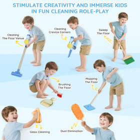 Dreamon wooden toddler cleaning set dustpan helping kids practice cleaning routines