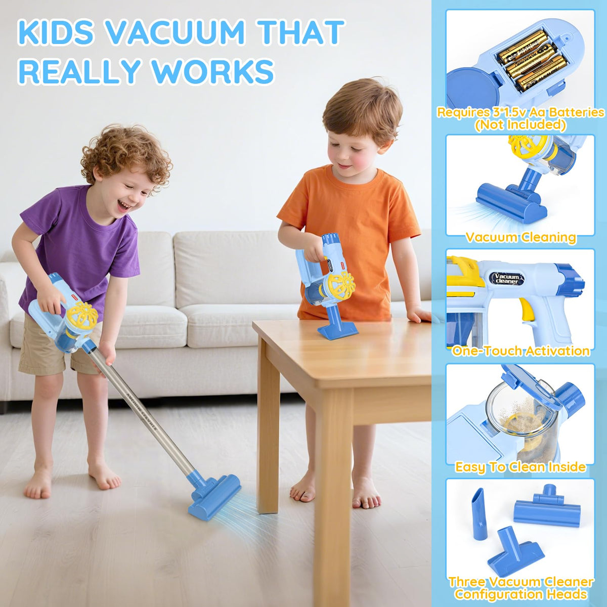 Dreamon wooden toddler cleaning set mop demonstrates real-life mini mopping for role-play