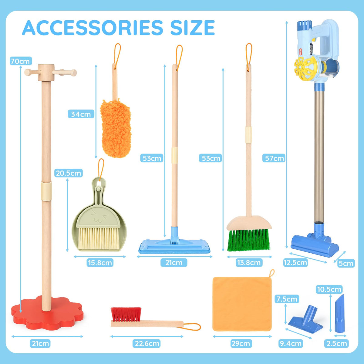 Dreamon wooden toddler cleaning set organizing shelf keeps toys neatly stored after play