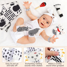 Dreamon wrist rattles and rattle socks stimulate grasping and auditory curiosity