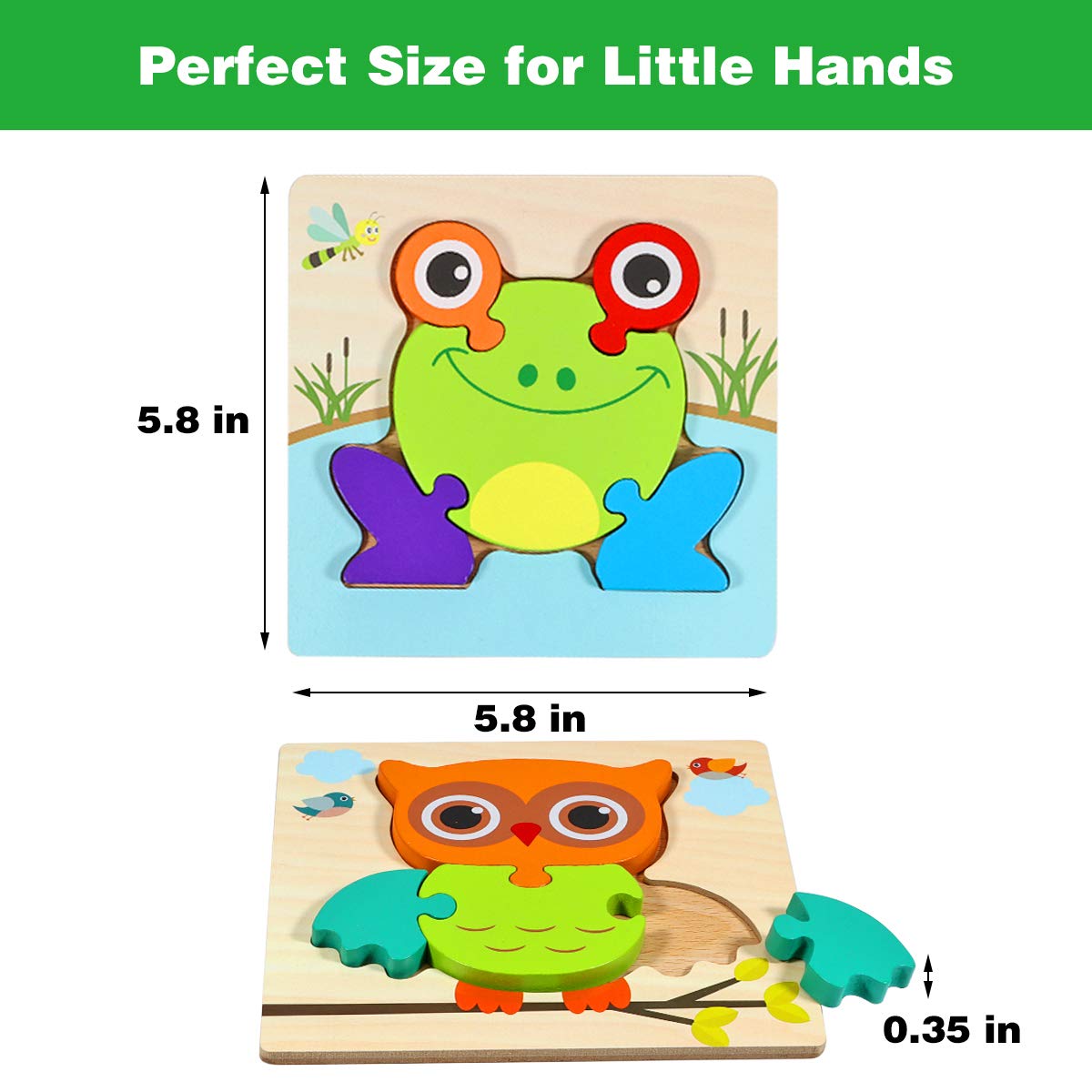 Dreampark wooden frame keeps puzzle pieces organized for safe play.