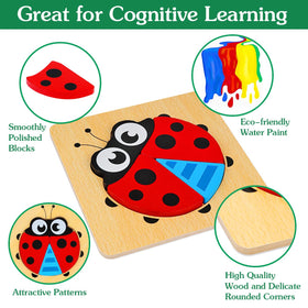 Dreampark wooden puzzle elephant promotes shape and color exploration for small hands.