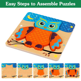 Dreampark wooden puzzle lion supports hand-eye coordination with bright blocks.