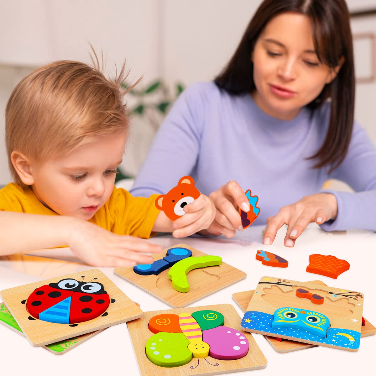 Dreampark wooden puzzle monkey boosts spatial awareness as little fingers fit pieces.