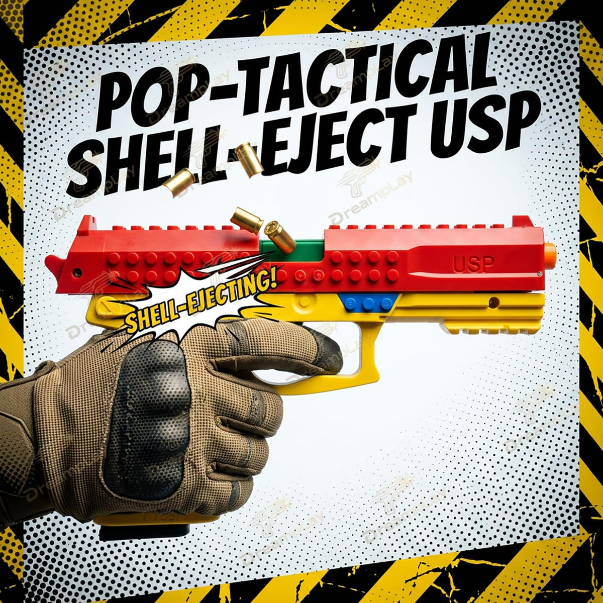 Dreamplay blue pullback blaster with magazine shown for easy reloading