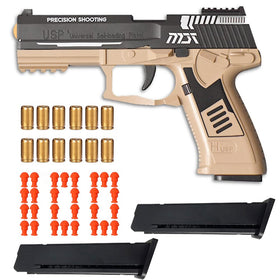 Dreamplay shell ejecting toy gun action shot showing realistic motion for immersive play