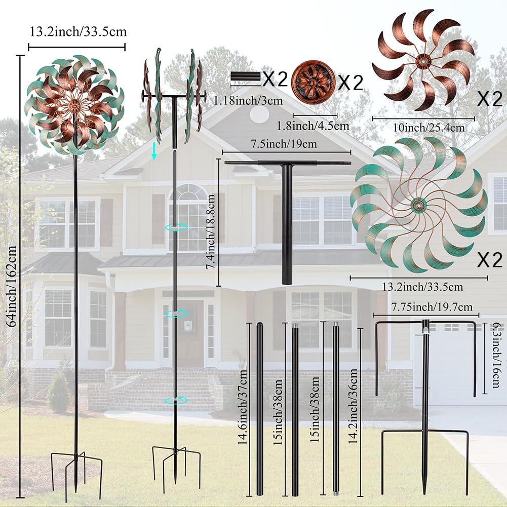 DREAMSOUL metal windmill 64-inch adds focal point to garden decor.