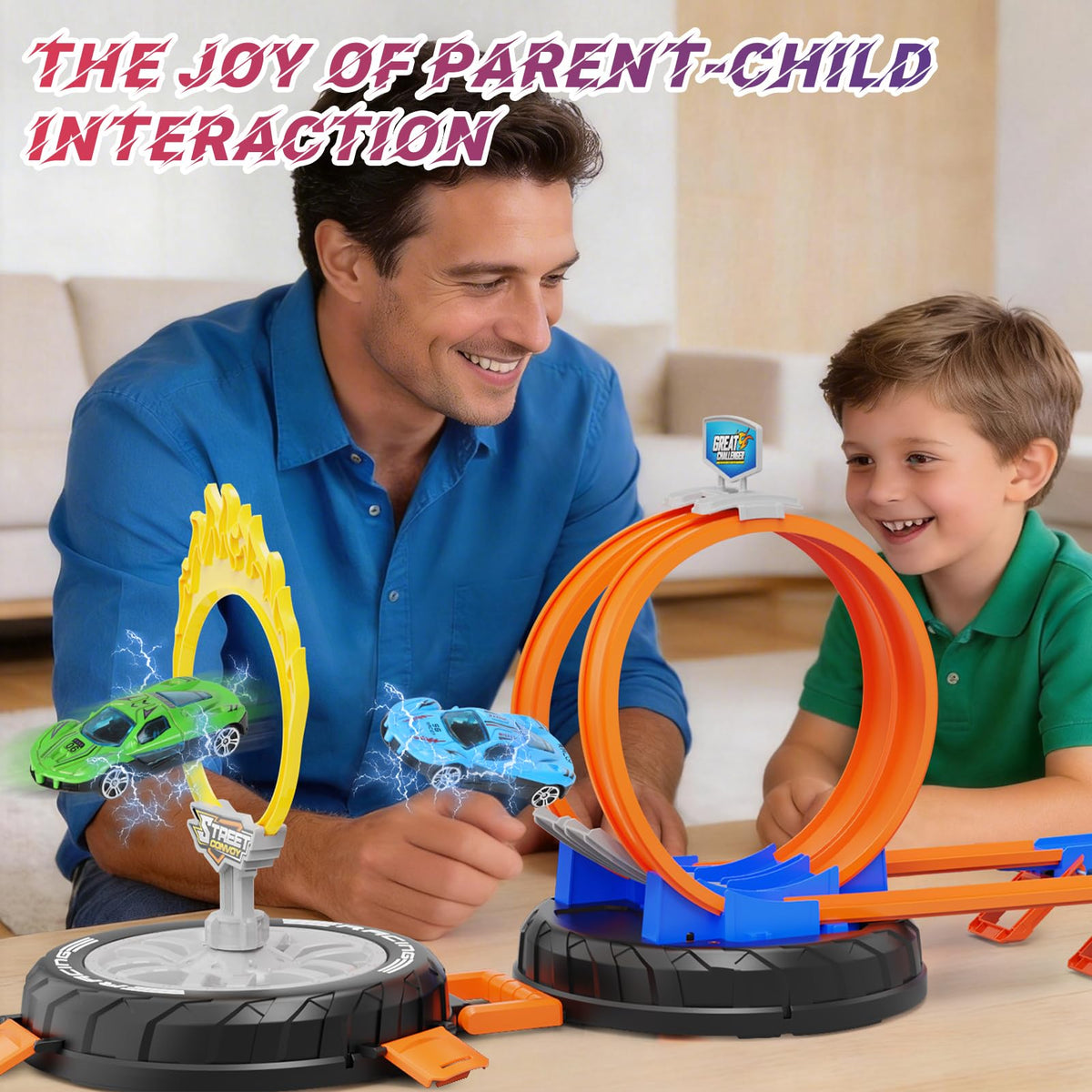 Dreamtailor toy car race track transformed into handheld stunt tire case.