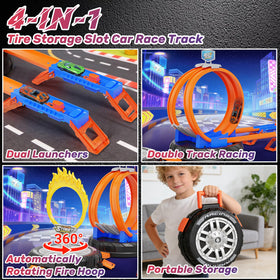 Dreamtailor Toy Car Race Track featuring the 360° Cyclone Challenge for exciting stunts.