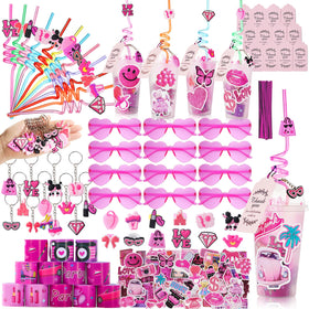 DreamTale 134-piece pink party favors kit for kids, ideal for gift bags.
