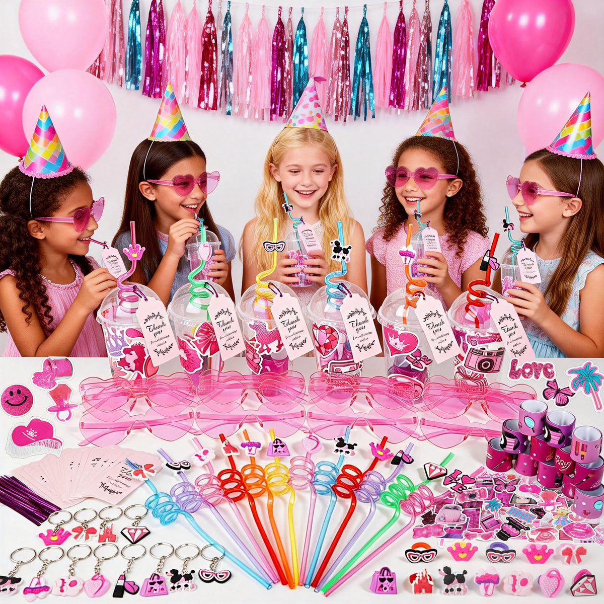 DreamTale pink keychains and stickers spark keepsakes and crafts.