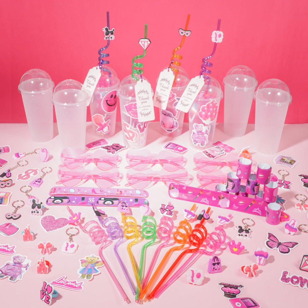 DreamTale reusable pink straw cups simplify drink time for groups.