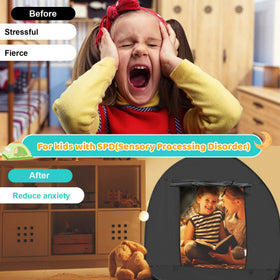 Dreamtrue sensory tent interior with blackout fabric for a dark, soothing environment