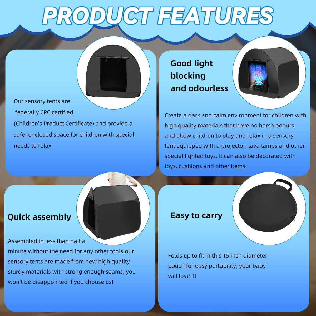 Dreamtrue Sensory Tent is portable and easy to move between rooms