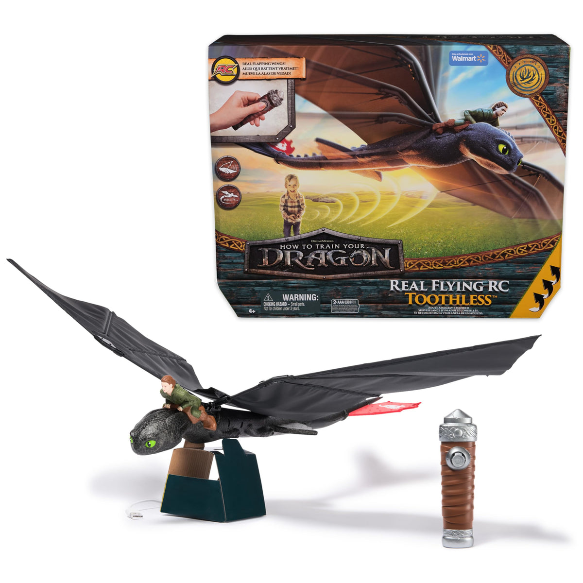 DreamWorks Krokmou RC dragon in flight with realistic wing movement for exciting play