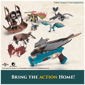 DreamWorks Dragons Mangler net launcher enhances pretend capture play.