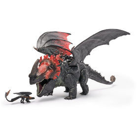 DreamWorks Dragons Red Death Dragon toy fully assembled for immersive play.