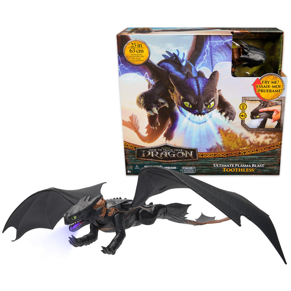 DreamWorks Toothless plasma blast wings 25-inch lights up for exciting play.