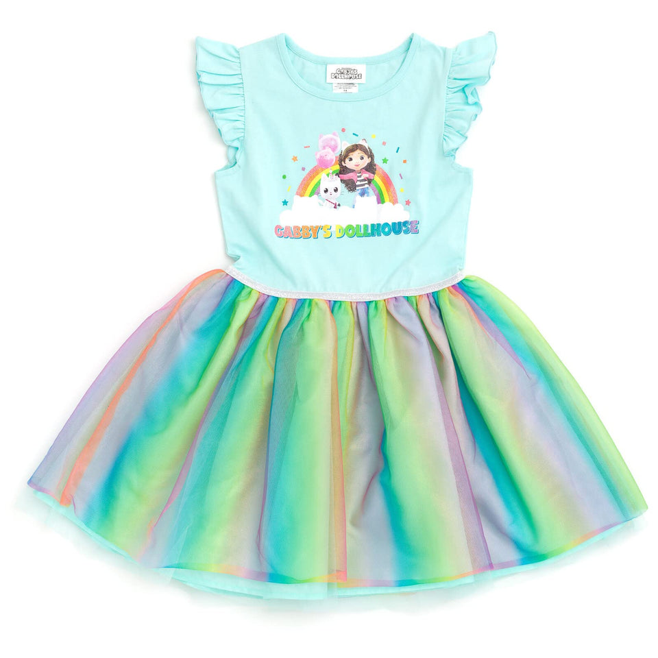 DreamWorks Gabby’s Dollhouse Gabby Pandy Paws blue dress front view for everyday wear
