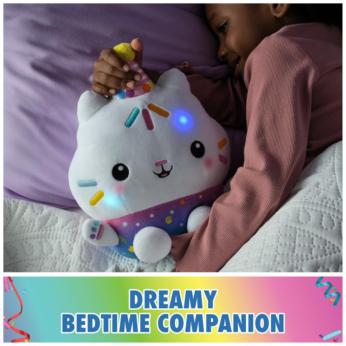 Imaginative play scenario with Gabby's Dollhouse character Cakey Cat.