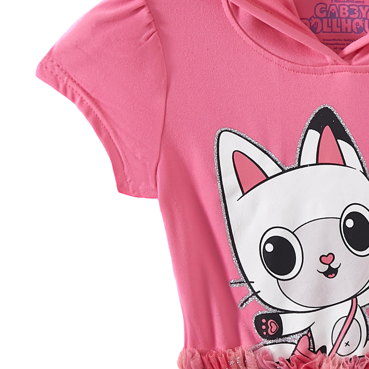 DREAMWORKS Gabby's Dollhouse pink hood with cat ears for cozy playtime.