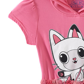 DREAMWORKS Gabby's Dollhouse pink hood with cat ears for cozy playtime.