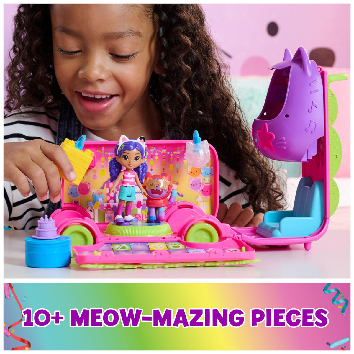 DreamWorks Gabby's Dollhouse DJ Catnip figure ready to spin party vibes.