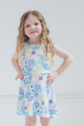 DreamWorks Gabby’s Dollhouse Gabby Kitty Fairy Pandy Paws dress back view showing colorful pattern for everyday wear