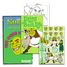 DreamWorks Shrek mini coloring books and stickers for creative party keepsakes.